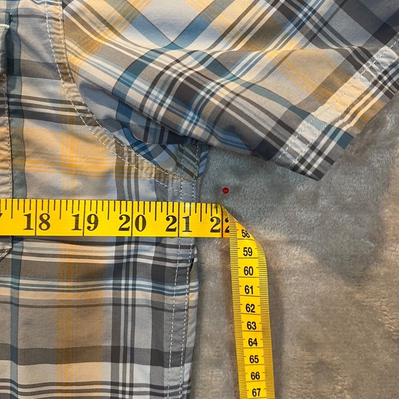Prana Mens Short Sleeve Plaid Button Up Size Medium Organic Cotton Blend Outdoor - Picture 7 of 10